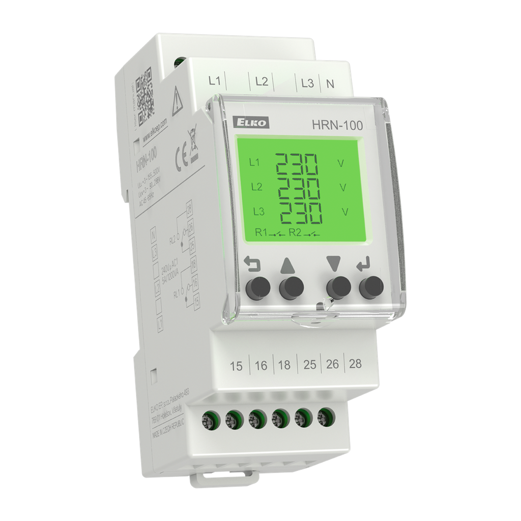 [9400] HRN-100/2 - Multifunction voltage monitoring relay in 3P with LCD display