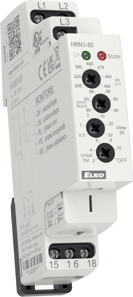 [8881] HRN3-80 - Voltage monitoring relays in 3P with adjustable levels